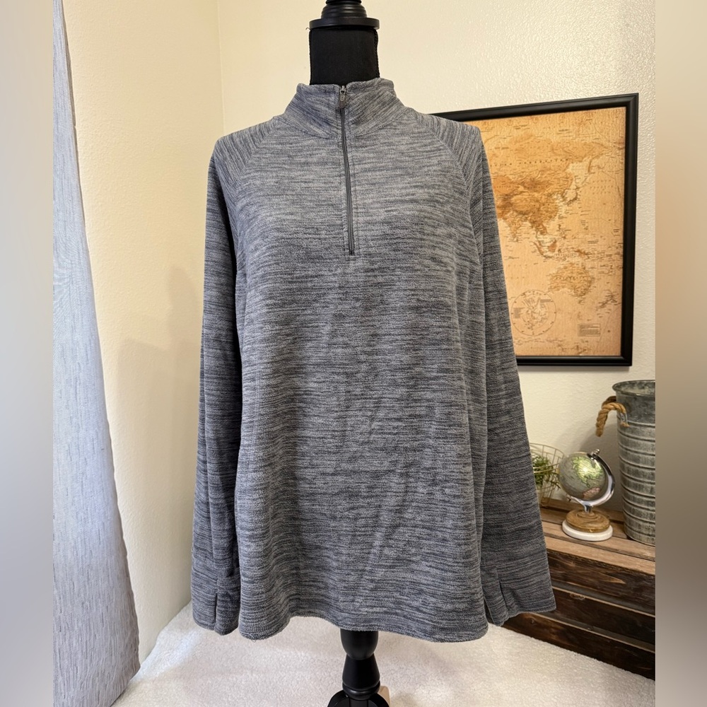 Tek Gear heathered grey 1/4 zip fleece sweater size 1X